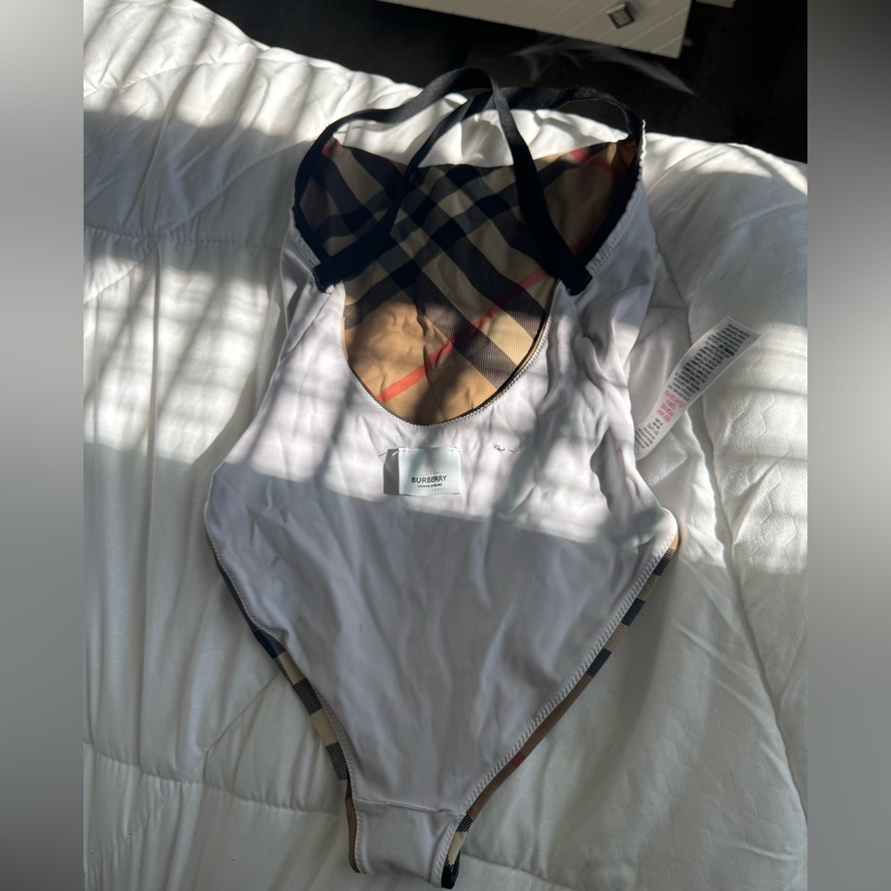 Burberry White and Tan Kids One Piece